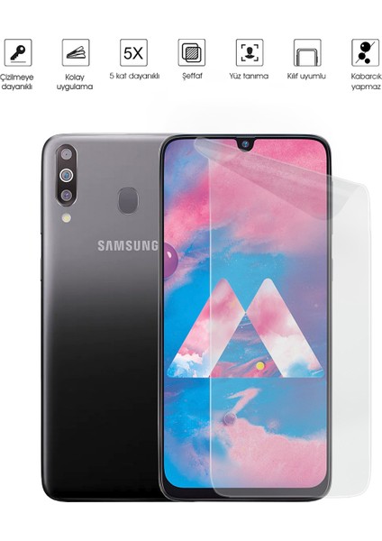 Samsung Galaxy M30 Ekran Koruyucu Tam Kaplayan Esnek Kırılmaz Nano Temperli