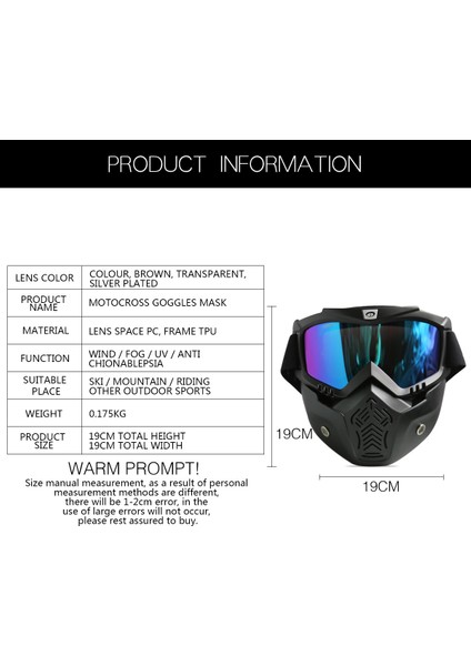 Motocross Goggles Bisiklet Anti Sis Rüzgar Geçirmez Toz Geçirmez Gözlük Kalkan Koruyucu (Yurt Dışından)