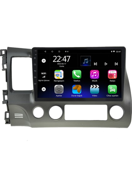 Honda Civic Fd6 Android 12 Kablosuz Carplay Navigasyon Multimedya Ekran Teyp - MY-0609W-HONDA Civic Fd6