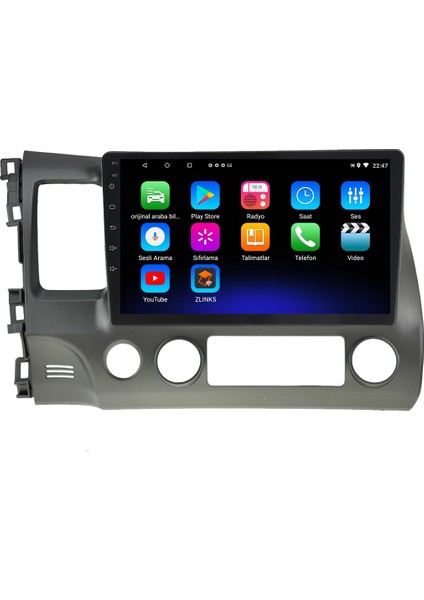 Honda Civic Fd6 Android 12 Kablosuz Carplay Navigasyon Multimedya Ekran Teyp - MY-0609W-HONDA Civic Fd6