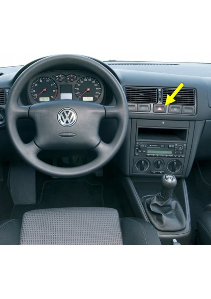 Vw Bora 1999-2005 Dörtlü Flaşör Düğmesi Kırmızı Üçgen Ikaz Tuşu 1J0953235J