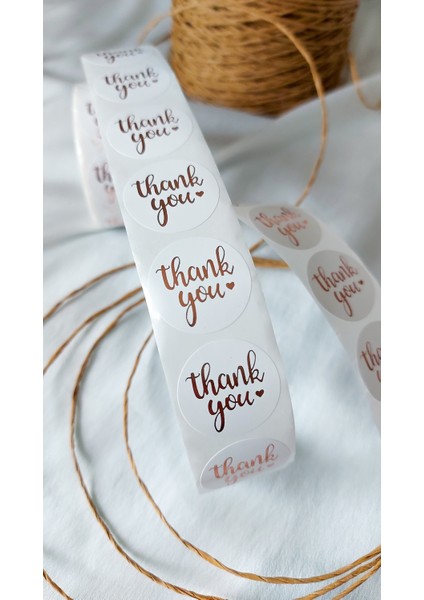 Yapışkanlı Etiket - Thank You Beyaz (2,5 cm) 50 Adet