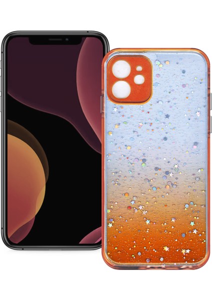 Apple iPhone 12 Mini Simli Şeffaf Sert Slikon Kılıf
