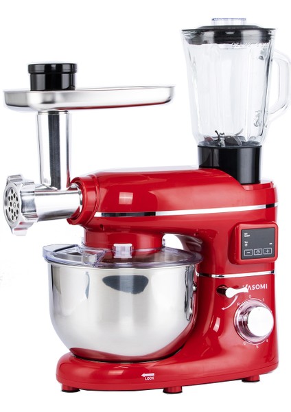 Sm 1504BML Kırmızı LED Ekranlı Kıyma Çekme Aparatlı Blender Hamur Yoğurma Makinesi 1500W