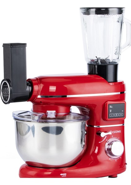 Sm 1504BML Kırmızı LED Ekranlı Kıyma Çekme Aparatlı Blender Hamur Yoğurma Makinesi 1500W