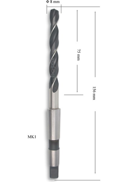 8,0 mm Mors Konik Saplı Matkap Ucu Hss (Dın 345)