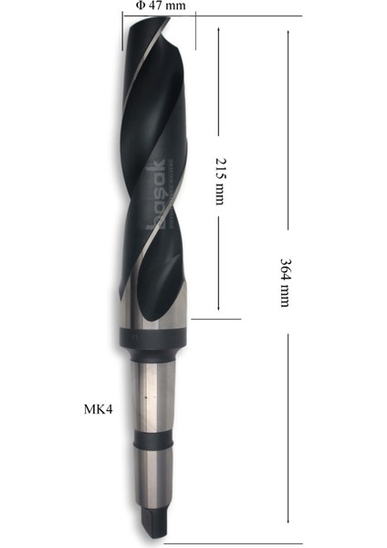 47 mm Mors Konik Saplı Matkap Ucu Hss (Dın 345)