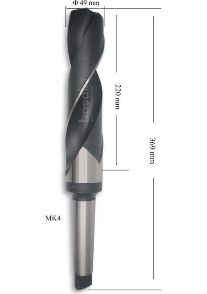 49 mm Mors Konik Saplı Matkap Ucu Hss (Dın 345)