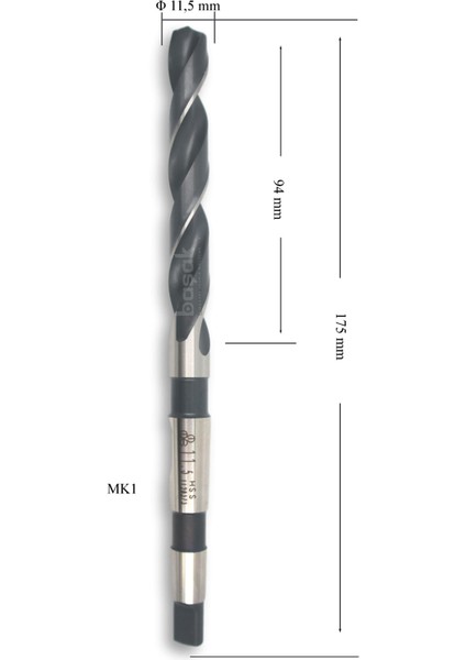 11,5 mm Mors Konik Saplı Matkap Ucu Hss (Dın 345)