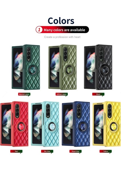 Samsung Galaxy Z Fold 3 Elmas Izgarası Parmak Yüzüğü Cep Telefonu Kılıfları (Yurt Dışından)