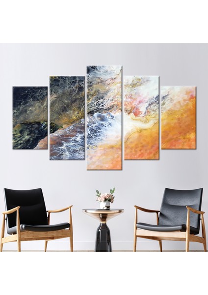 5 Parçalı Mix Kanvas Tablo Modern Kanvas Renkli Mermer Sanat Eseri