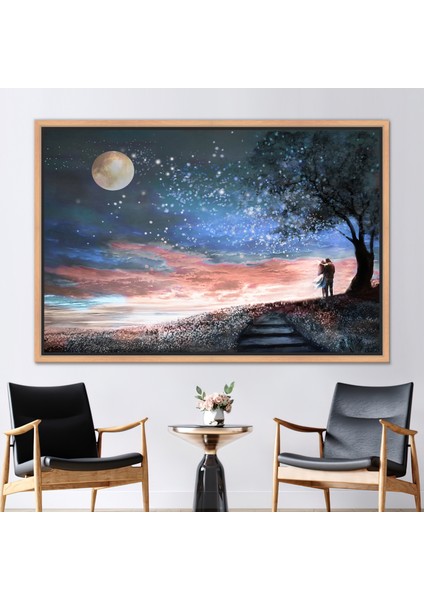 1 Parça Naturel Çerçeveli Kanvas Tablo Sevgili Kanvas Sevgililer Günü Hediyesi Kanvas