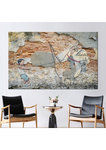 1 Parça Kanvas Tablo Modern Kanvas Dinozor 3 Boyutlu Kanvas Soyut Duvar Süsü