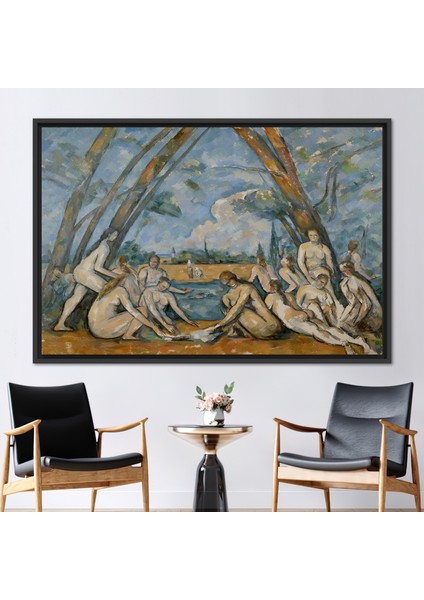 1 Parça Siyah Çerçeveli Kanvas Tablo Büyük Banyolar Banyo Sanat