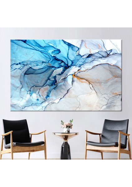 1 Parça Kanvas Tablo Çağdaş Sanat Mavi 3 Boyutlu Kanvas Alkol Mürekkebi Kanvas Poster