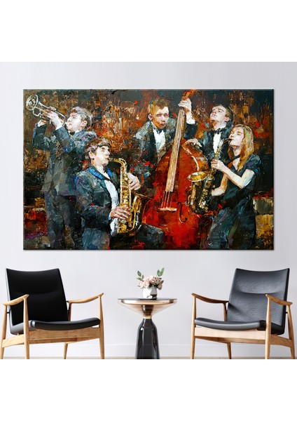 1 Parça Kanvas Tablo Caz Sanat Müzik Odası Sanat Afrika Kanvas Müzik Sanat Eseri Yağ Duvar Süsü