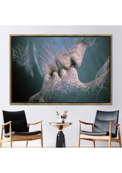 1 Parça Gold Çerçeveli Kanvas Tablo Çift Hediye Baskılı Şehvetli Kanvas Modern Sanat