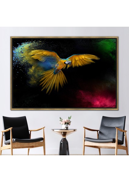 1 Parça Gold Çerçeveli Kanvas Tablo Uçan Papağan Sanat Hayvan Duvar Süsü Kuş Kanvas Sanatı