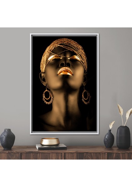 1 Parça Beyaz Çerçeveli Kanvas Tablo Afrikalı Kadın Kanvas Poster Soyut Kanvas Sanatı
