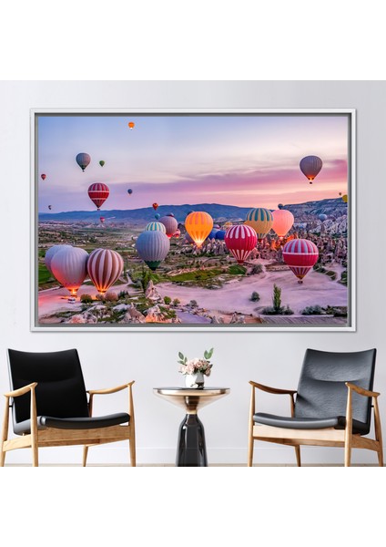 1 Parça Beyaz Çerçeveli Kanvas Tablo Türkiye Baskılı Hava Balonu Sanat Seyahat Kanvas Sanatı