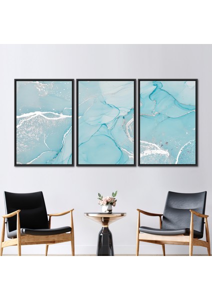 3 Parçalı Siyah Çerçeveli Kanvas Tablo Çağdaş Hediye Kanvas Işıltılı Kanvas Poster