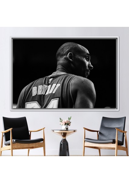 1 Parça Beyaz Çerçeveli Kanvas Tablo Kobe Bryant Sanat Eseri Spor Kanvas Baskı