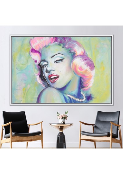 1 Parça Beyaz Çerçeveli Kanvas Tablo Marilyn Monroe Portre Kanvas Kadın Kanvas Baskı