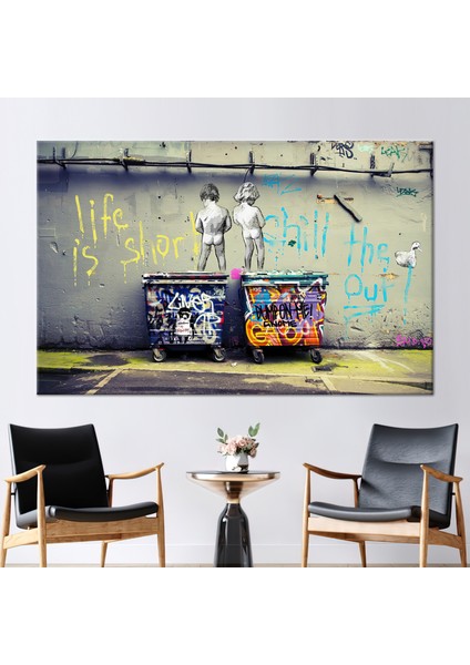 1 Parça Kanvas Tablo Sokak Sanat Dışarı Sakin Hediye Kanvas Banksy Hayat Sanat Eseri