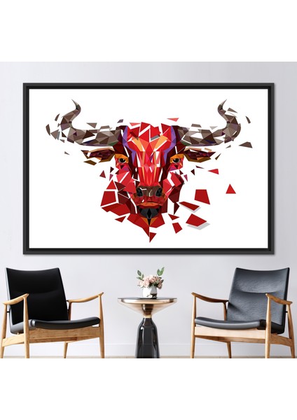 1 Parça Siyah Çerçeveli Kanvas Tablo Soyut Kanvas Dekor Geometrik Sanat Eseri Bull Kanvas Baskı