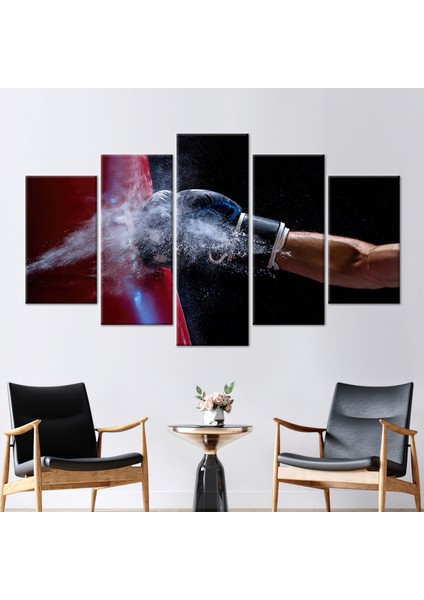 5 Parçalı Mix Kanvas Tablo Boksör 3 Boyutlu Kanvas Erkek Mağarası Posteri Boks Hediye Kanvas