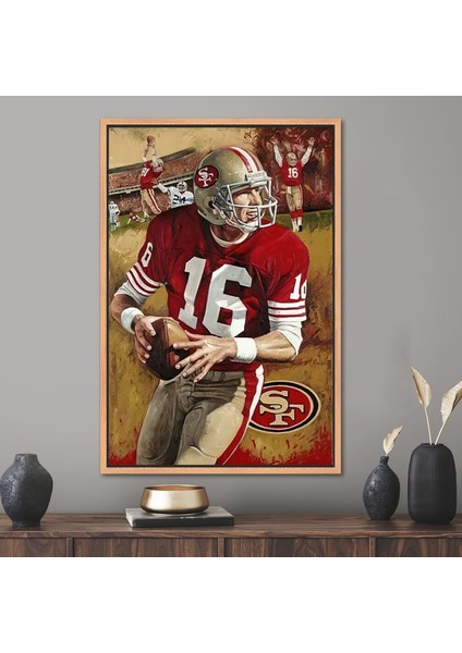 1 Parça Naturel Çerçeveli Kanvas Tablo Amerikan Futbolu Sanat Spor Duvar Dekoru