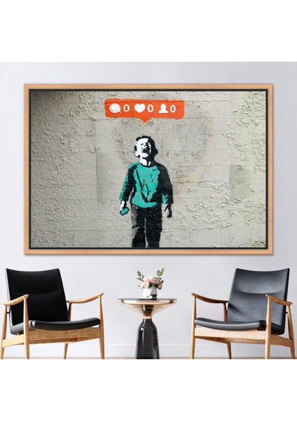1 Parça Naturel Çerçeveli Kanvas Tablo Soyut Kanvas Poster Çocuklar Banksy Kanvas