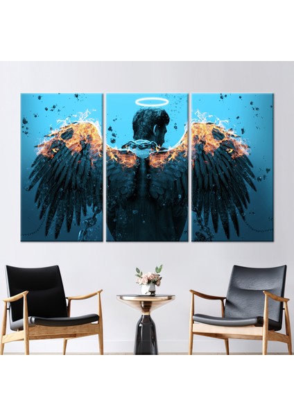 3 Parçalı Kanvas Tablo Melek Adam Kanvas Soyut Sanat Eseri Özet Melek Sanat