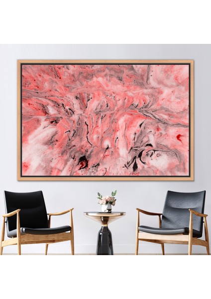 1 Parça Naturel Çerçeveli Kanvas Tablo Alkol Mürekkebi Posteri Modern Sanat Kırmızı Sanat Eseri