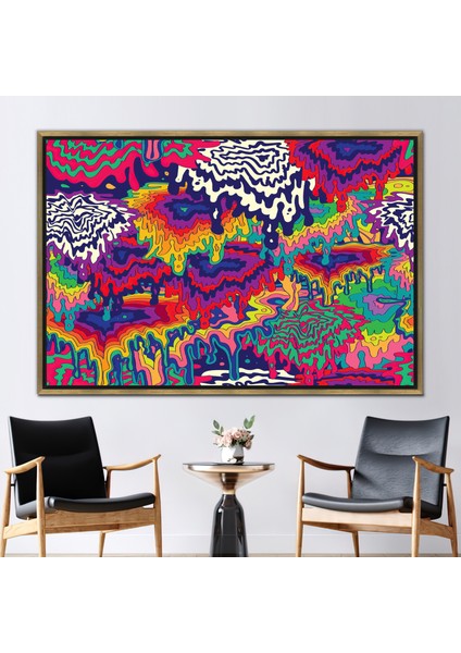 1 Parça Gold Çerçeveli Kanvas Tablo Renkli Hediye Kanvas Psychedelic Goblen Duvar Süsü