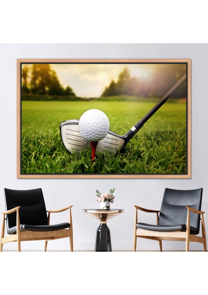 1 Parça Naturel Çerçeveli Kanvas Tablo Golf Duvar Dekoru Motivasyon Kanvas Poster