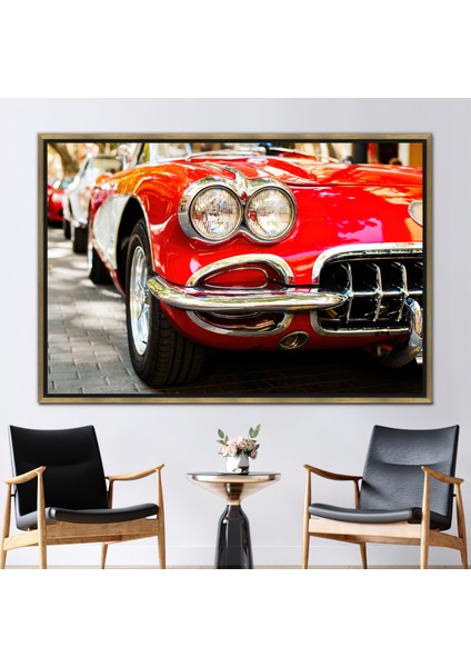 1 Parça Gold Çerçeveli Kanvas Tablo Kırmızı Duvar Dekoru Ofis Sanat Eseri