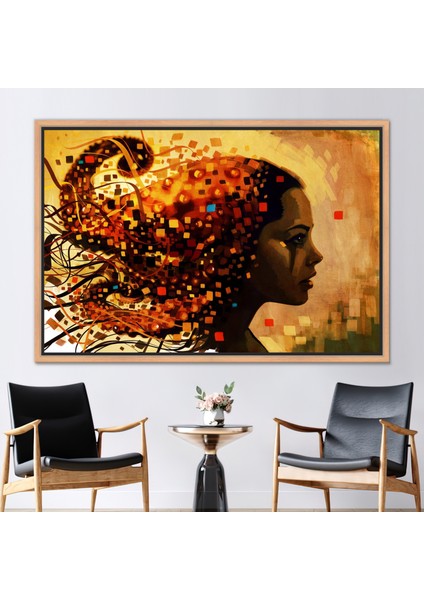 1 Parça Naturel Çerçeveli Kanvas Tablo Modern Özet Sanat Eseri Kadın Posteri