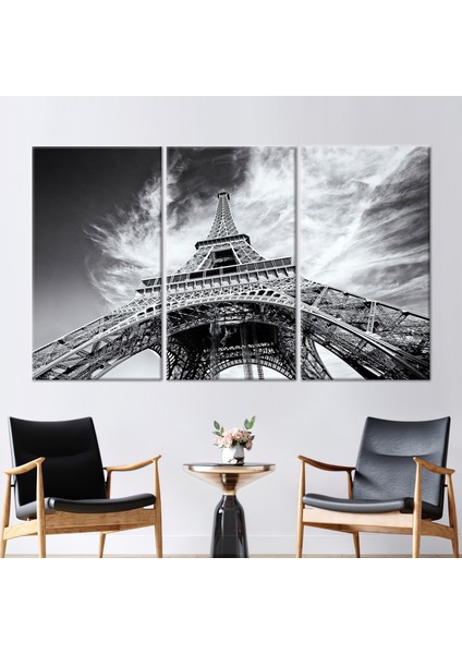 3 Parçalı Kanvas Tablo Eyfel Tower Fotoğraf Baskısı Manzara Hediye Kanvas