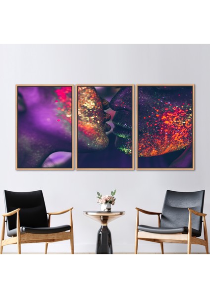 3 Parçalı Naturel Çerçeveli Kanvas Tablo Şehvetli Fotoğraf Kanvas Sanatı Posteri