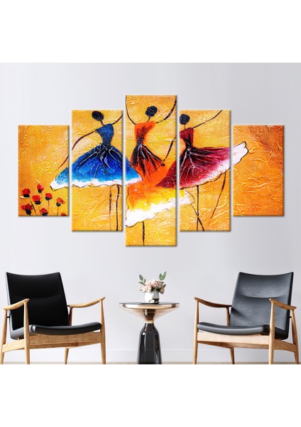 5 Parçalı Mix Kanvas Tablo Bale Kanvas Soyut Sanat Dansçılar Kadın Kanvas