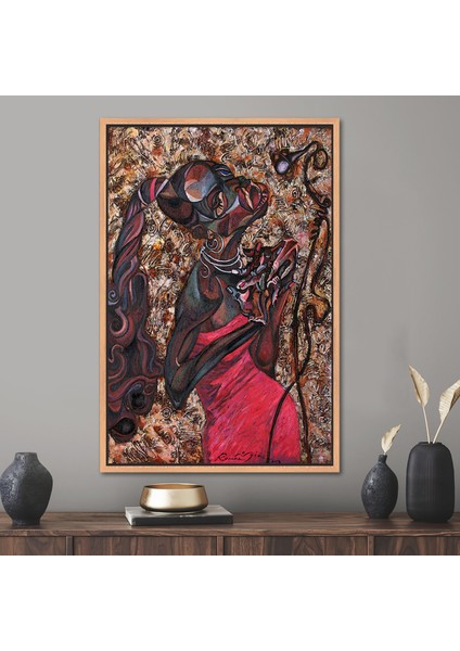 1 Parça Naturel Çerçeveli Kanvas Tablo Afrika Kanvas Poster Yağlı Boya Baskısı