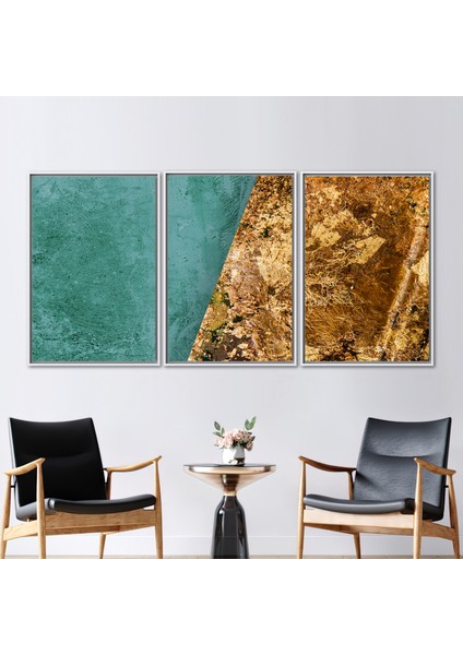 3 Parçalı Beyaz Çerçeveli Kanvas Tablo Modern Kanvas Baskı Çağdaş Sanat Eseri