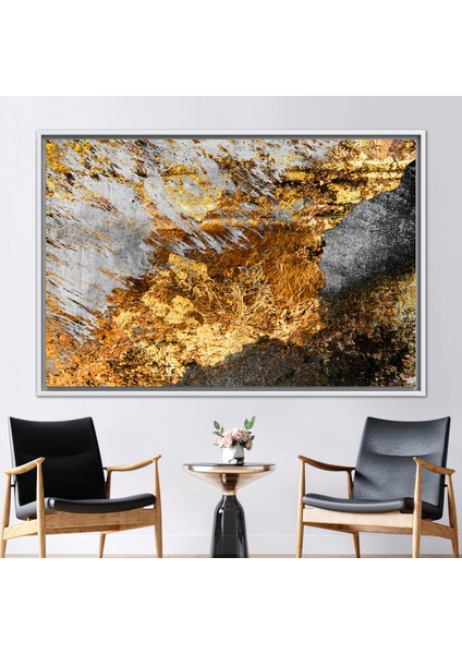 1 Parça Beyaz Çerçeveli Kanvas Tablo Modern Duvar Dekoru Soyut Duvar Dekoru Altın Kanvas Poster
