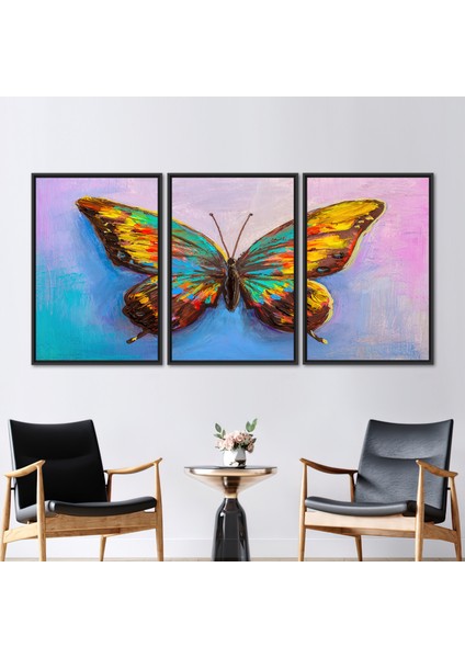 3 Parçalı Siyah Çerçeveli Kanvas Tablo Hayvan Posteri Yağ Kanvas Poster Modern Kanvas