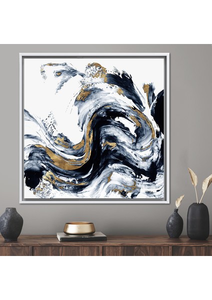 1 Parça Beyaz Çerçeveli Kanvas Tablo Moda Mermer 3 Boyutlu Kanvas Soyut Hediye Kanvas