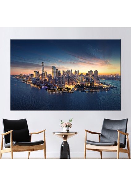 1 Parça Kanvas Tablo Gökyüzü Duvar Dekoru New York Skyline Posteri Şehir Kanvas