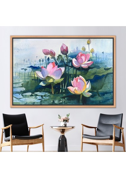 1 Parça Naturel Çerçeveli Kanvas Tablo Lotus Sanat Çiçek Kanvas Dekor Renkli Kanvas Poster