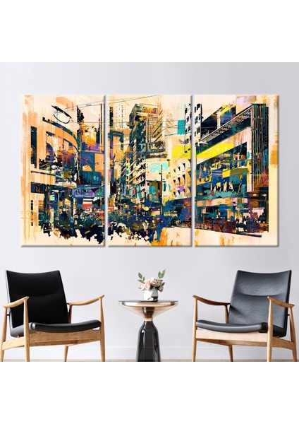 3 Parçalı Kanvas Tablo Şehir Kanvas Dekor Modern Hediye Kanvas Şehir Manzarası Sanat