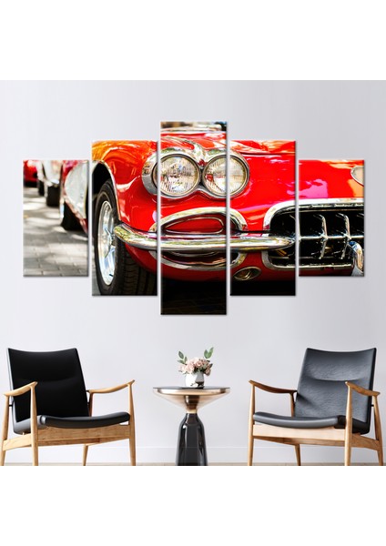5 Parçalı Mix Kanvas Tablo Eski Araba Kanvas Baskı Araba Sevgilisi Hediyesi Duvar Süsü